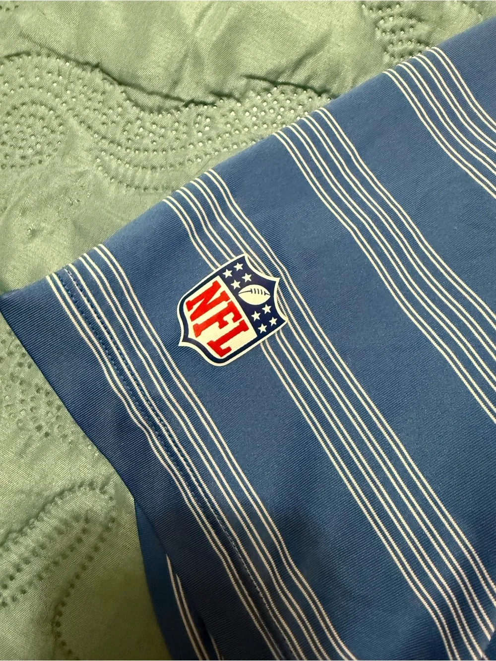Nike Dri-FIT Blue Striped Polo with Detroit Lions Logo XXL